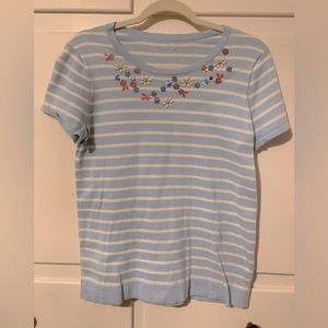 JCrew short sleeve sweater with jewel detail